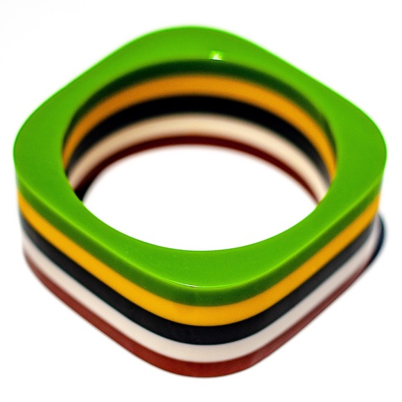 HANDMADE Mod Vntg Repr Square Chunky Bangle—1left! - Picture 3 of 8